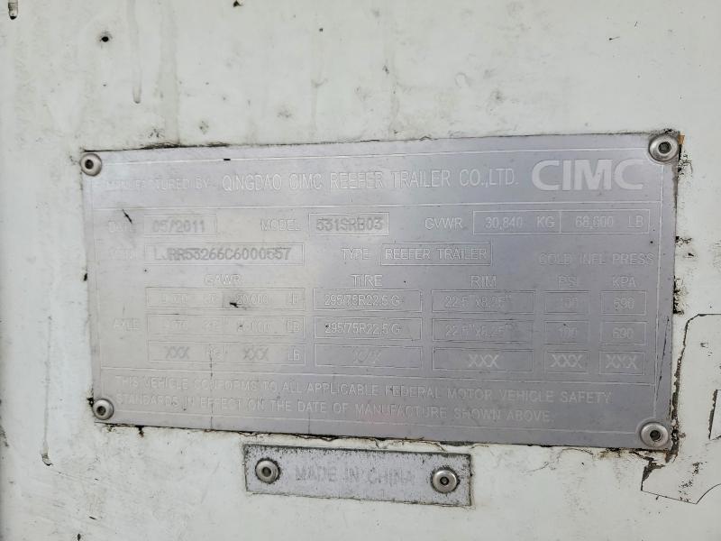 2012 Cimc Reefer Trailer 2012 Cmic 531SRBO3 Refrigerated Van Trailer
