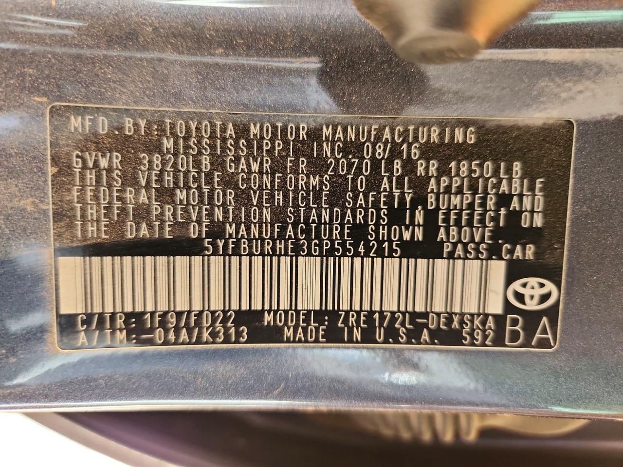 2016 Toyota Corolla s Plus