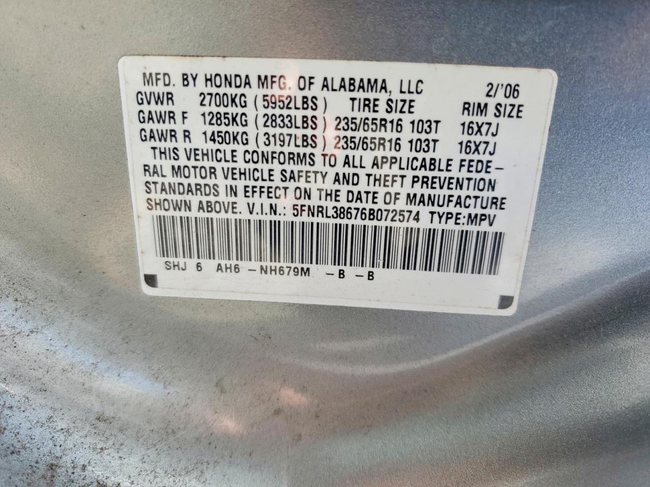 2006 Honda Odyssey exl
