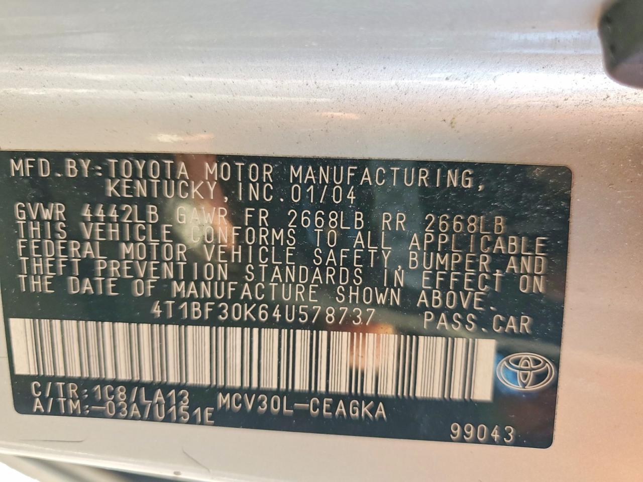 2004 Toyota Camry xle V6