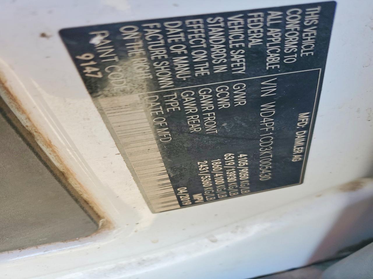 2019 Mercedes-Benz Sprinter 2500/3500 Delivery Van