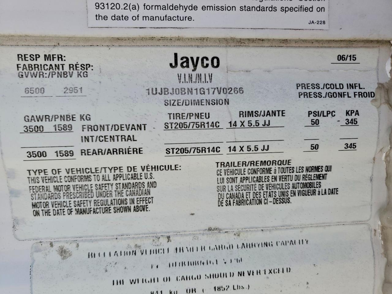 2016 Jayco Travel Trailer