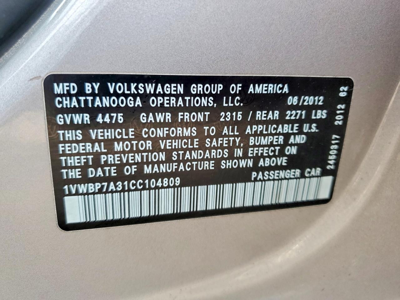 2012 Volkswagen Passat se