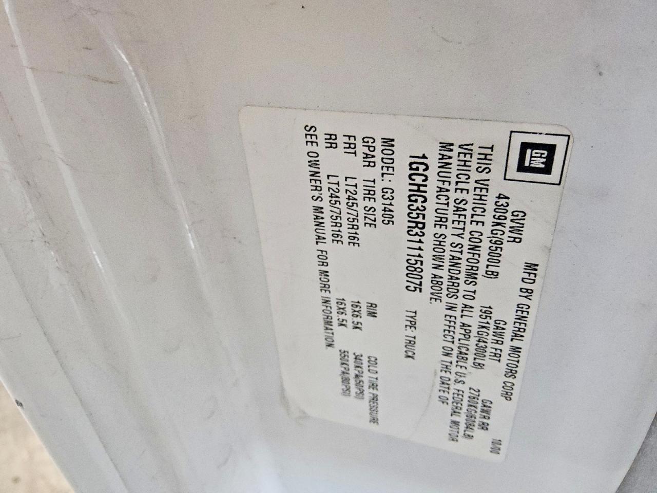 2001 Chevrolet Express G3500