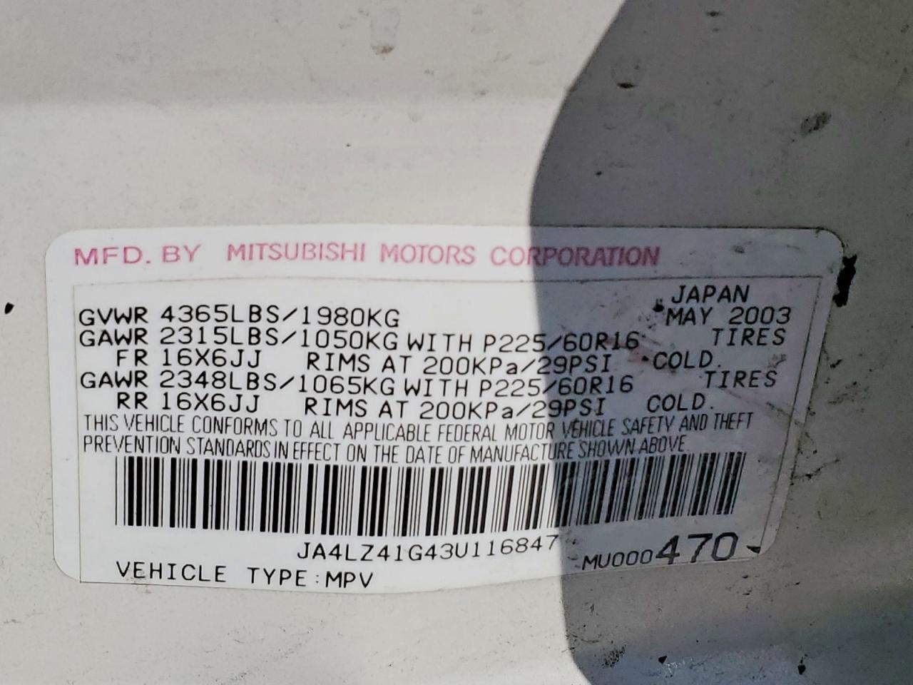 2003 Mitsubishi Outlander xls