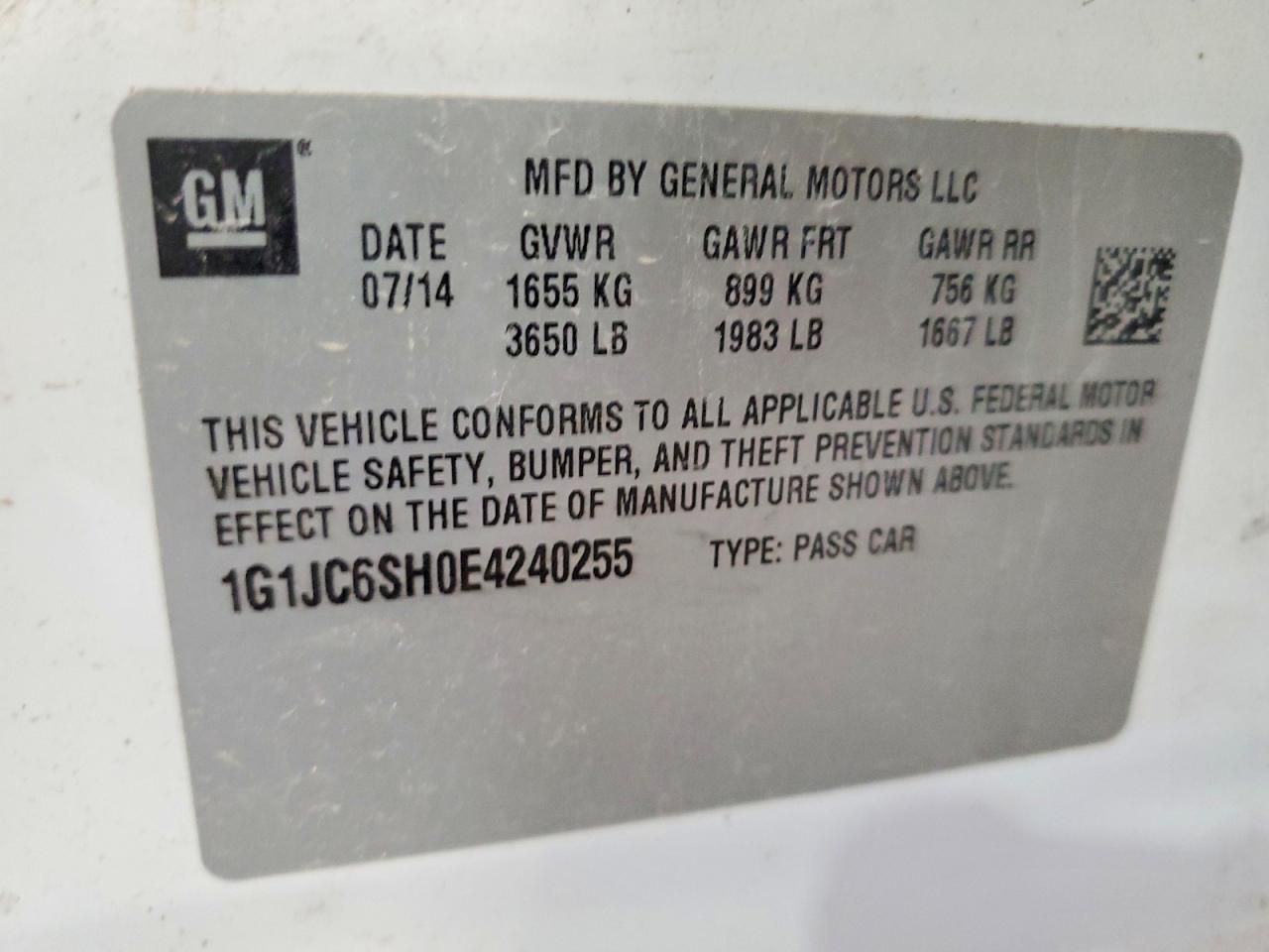 2014 Chevrolet Sonic lt