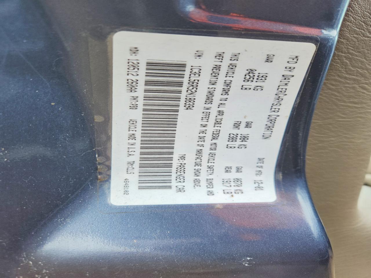 2002 Chrysler Sebring lxi