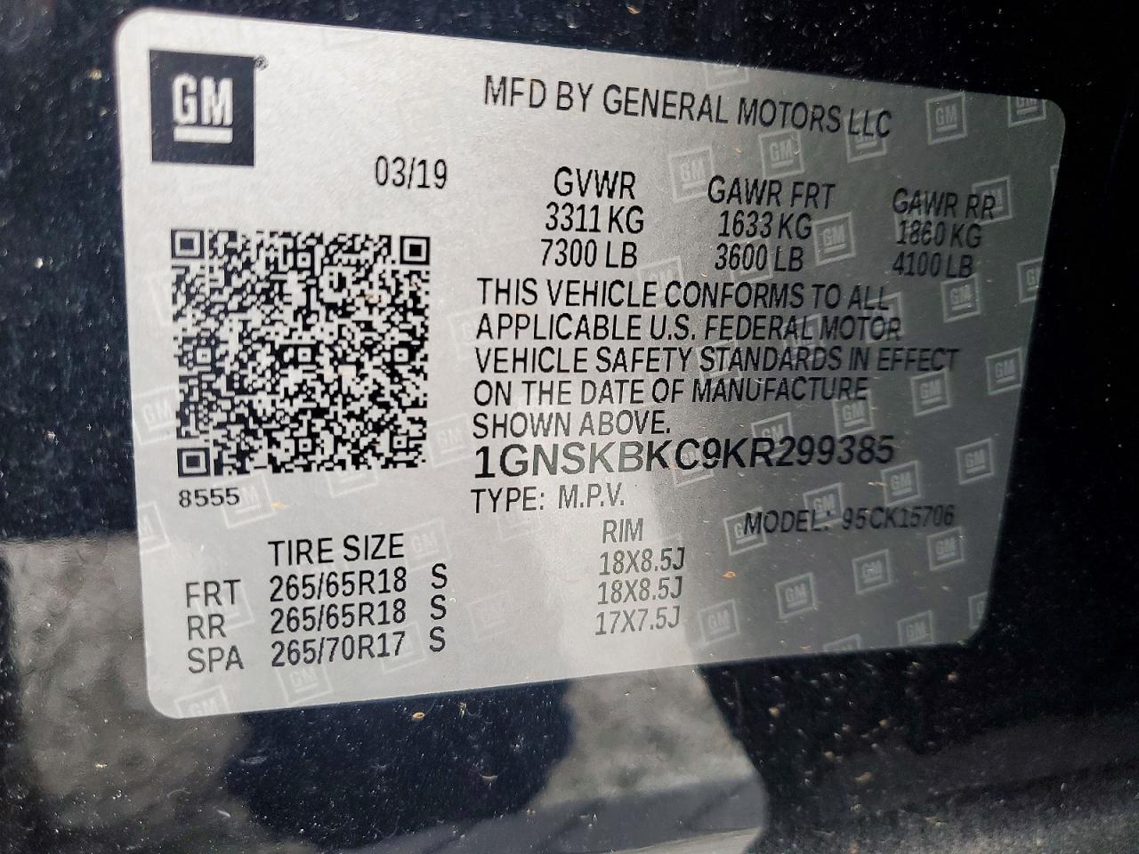 2019 Chevrolet Tahoe K1500 lt