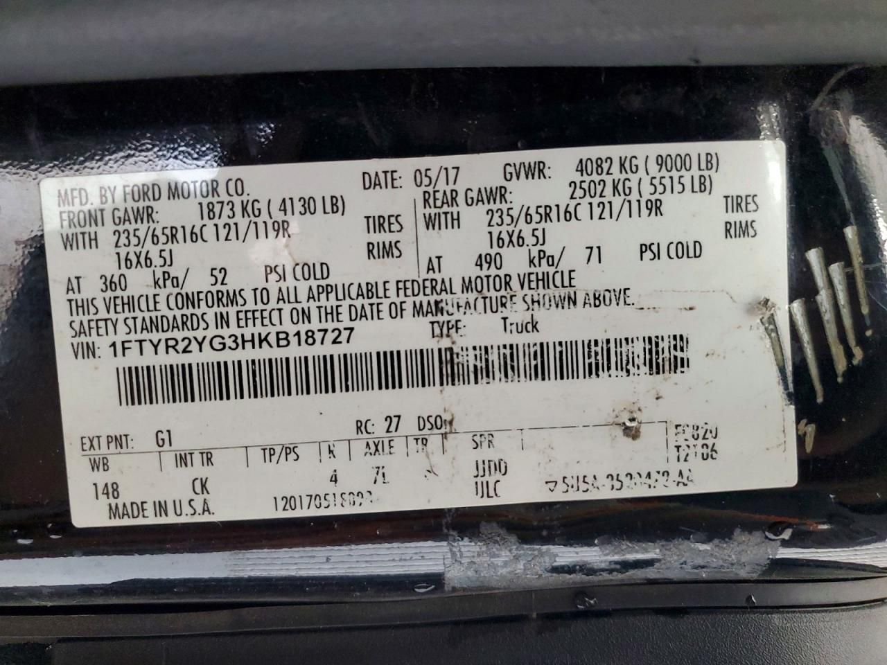 2017 Ford Transit 250 Utility / Service Van