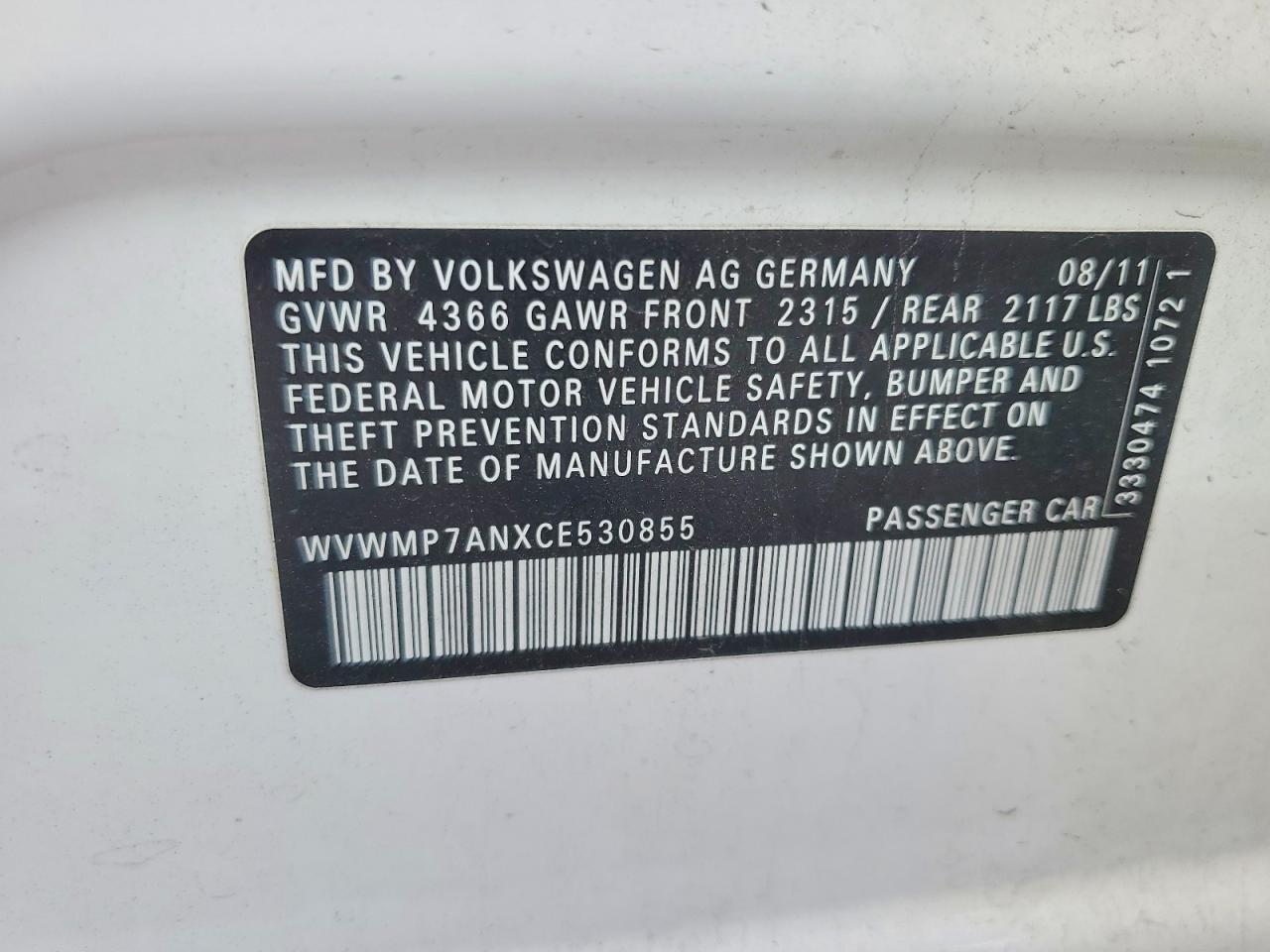 2012 Volkswagen Cc Sport