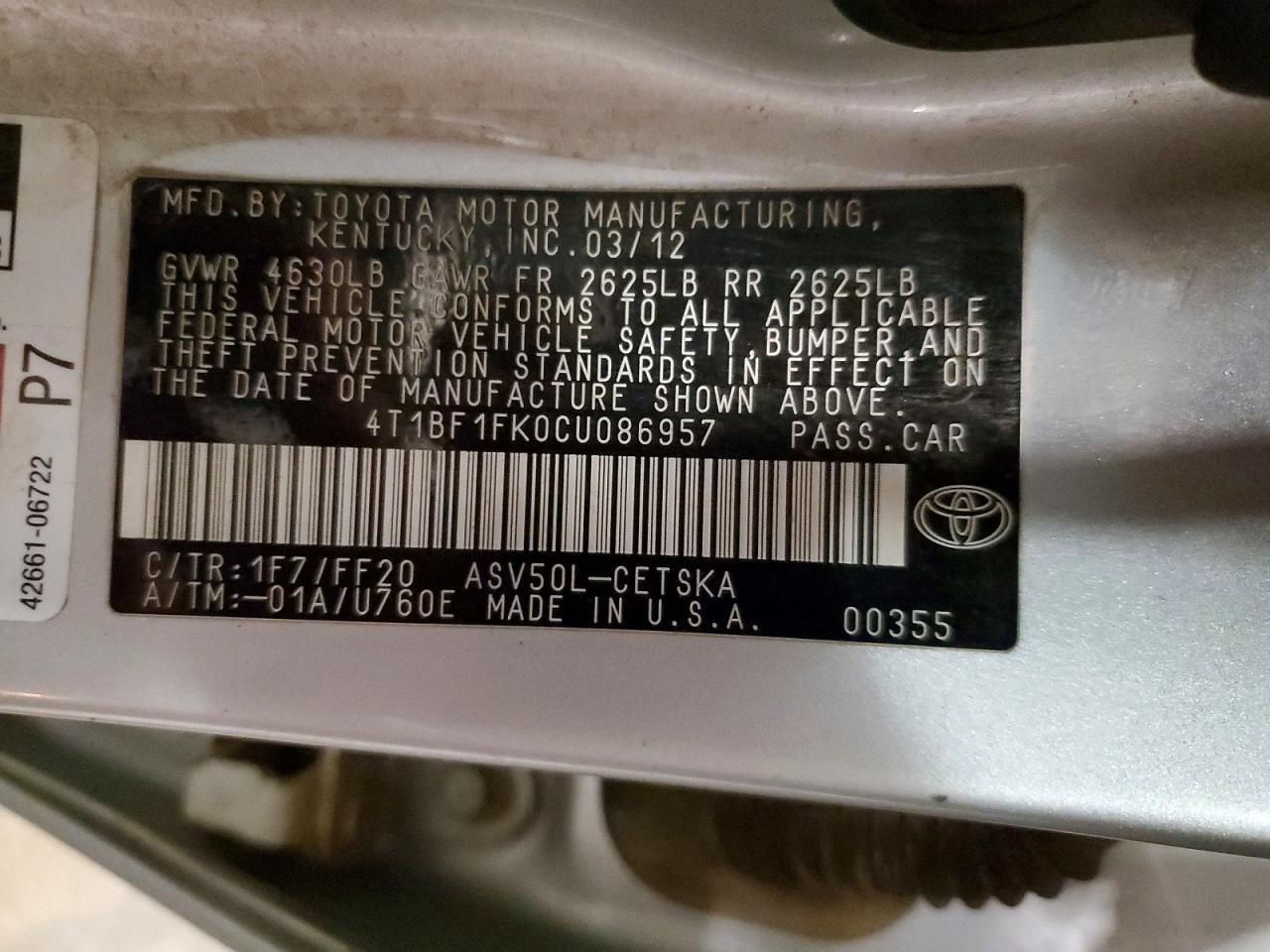 2012 Toyota Camry Base