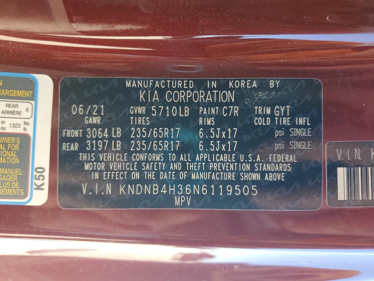 2022 KIA Carnival lx