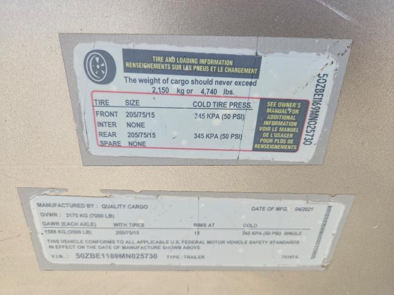 2021 Quality Cargo 7x16ta Enclosed Cargo Trailer