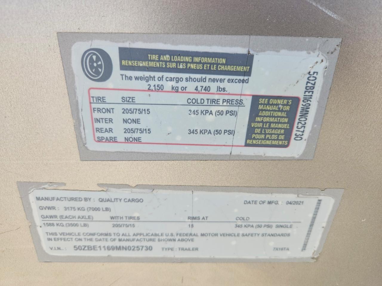 2021 Quality Cargo 7X16TA Enclosed Cargo Trailer