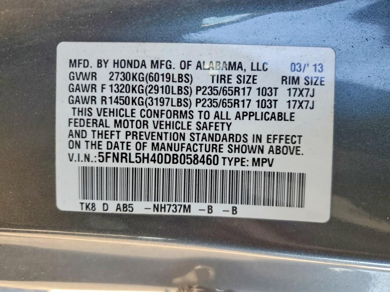 2013 Honda Odyssey ex