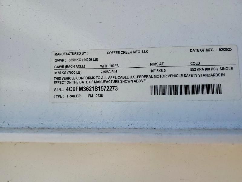 2025 Coffee Creek FM 10236 Equipment Trailer