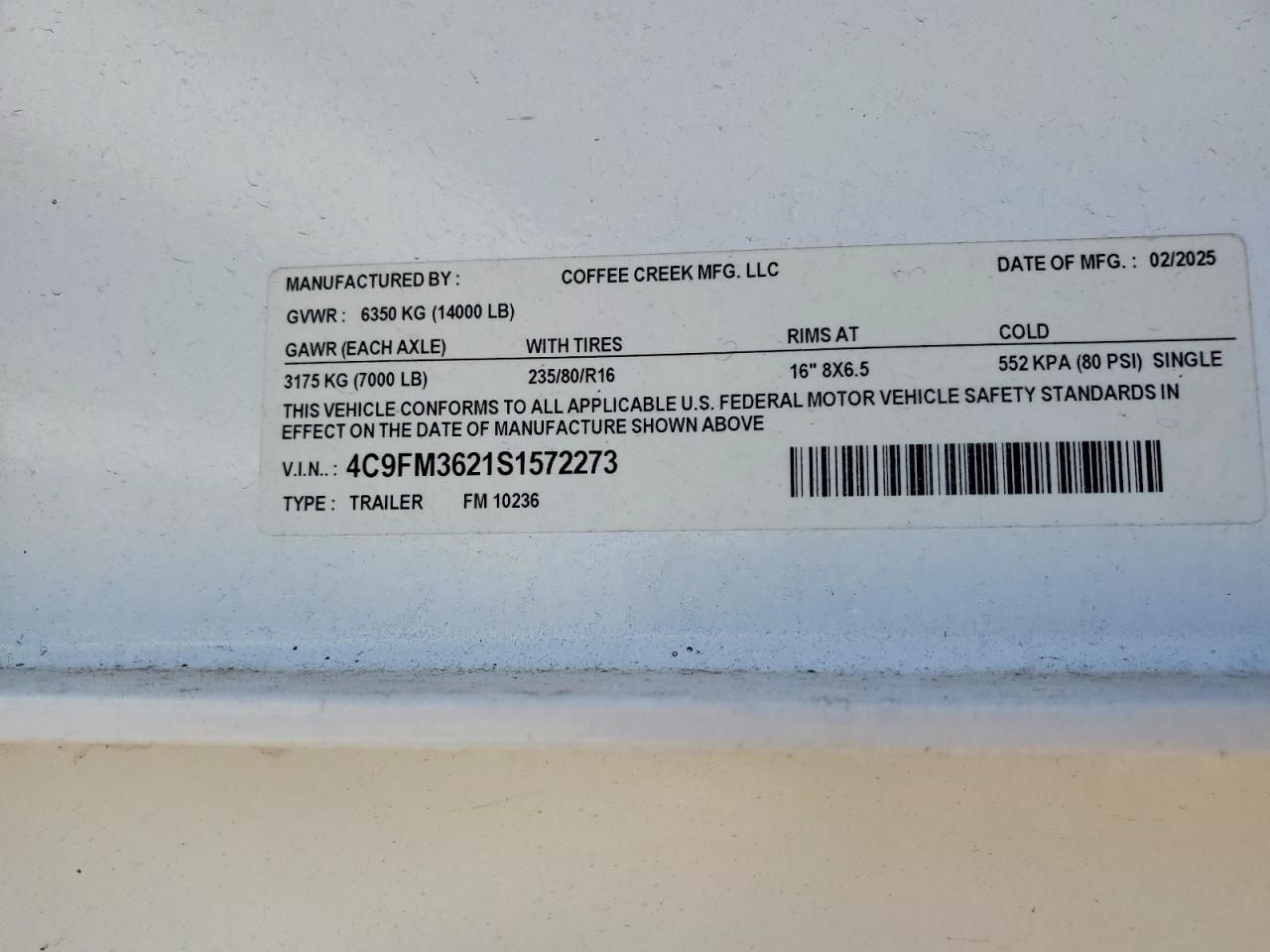 2025 Coffee Creek FM 10236 Equipment Trailer