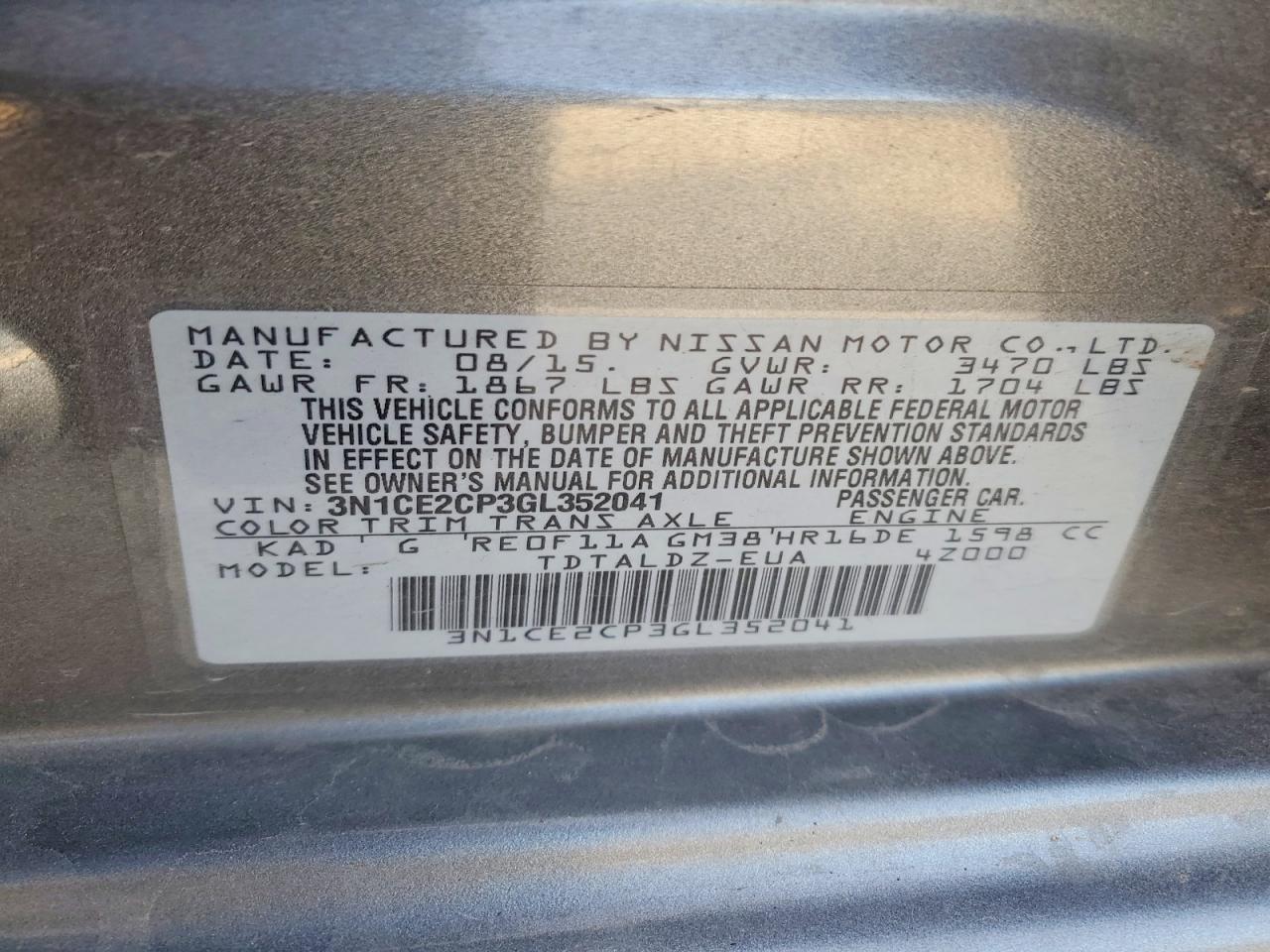 2016 Nissan Versa Note s