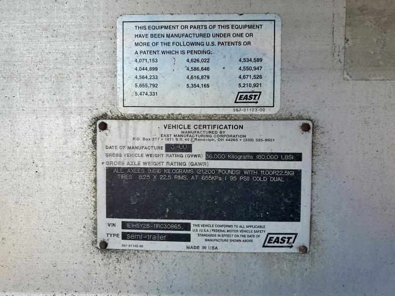 2001 East Manufacturing Flatbed Trailer