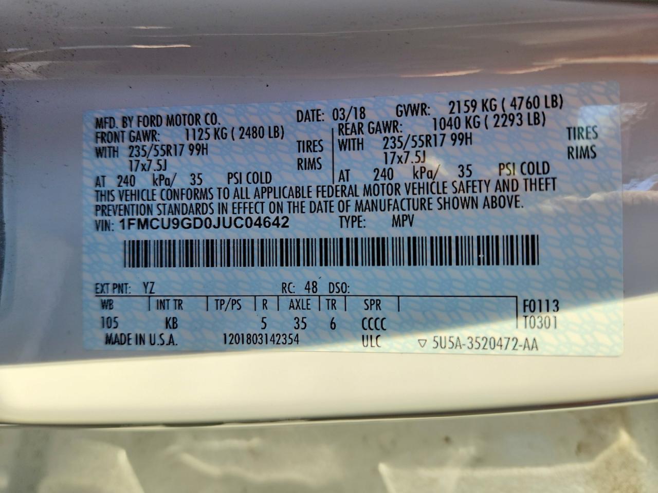 2018 Ford Escape se