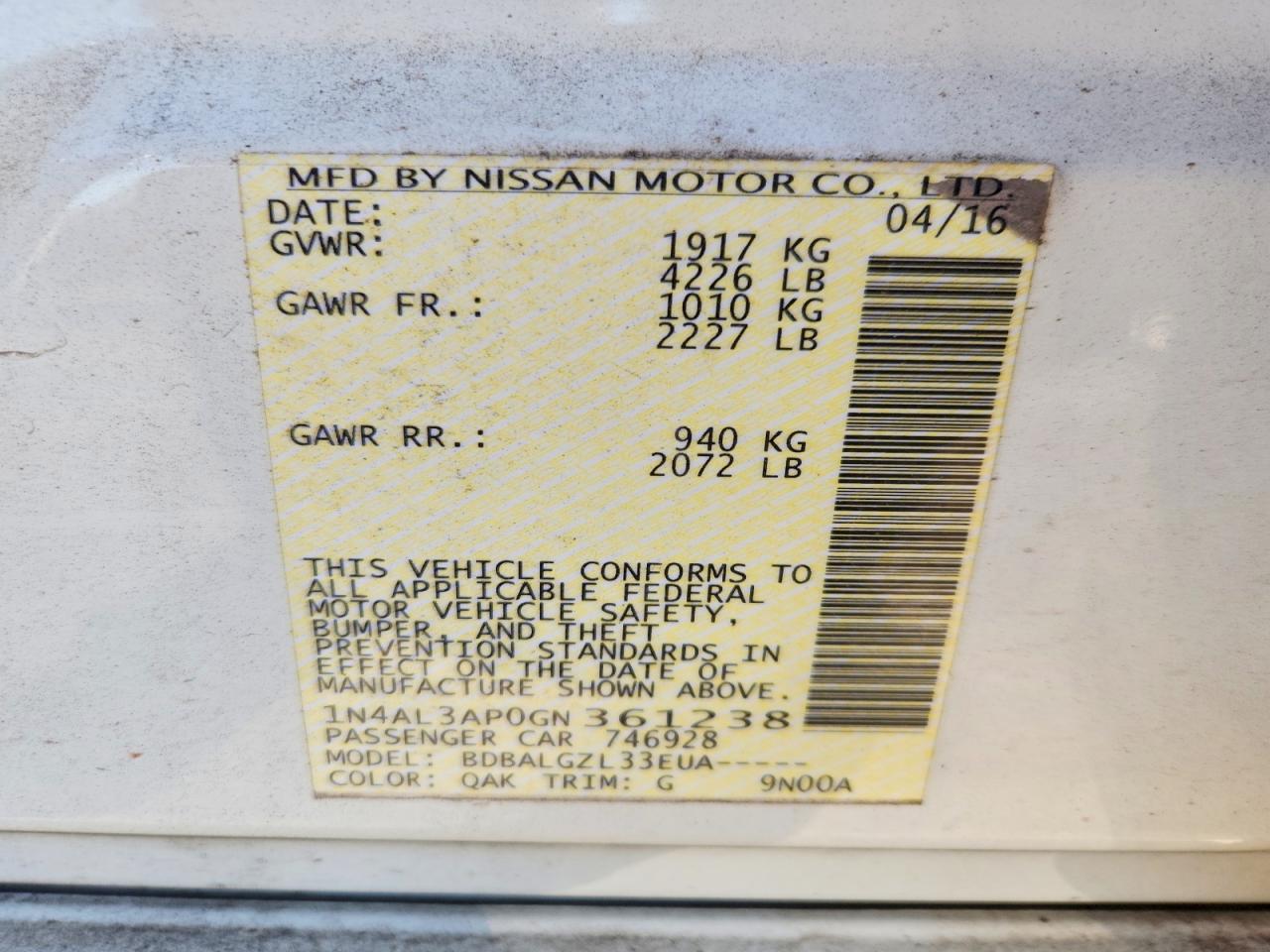 2016 Nissan Altima 2.5