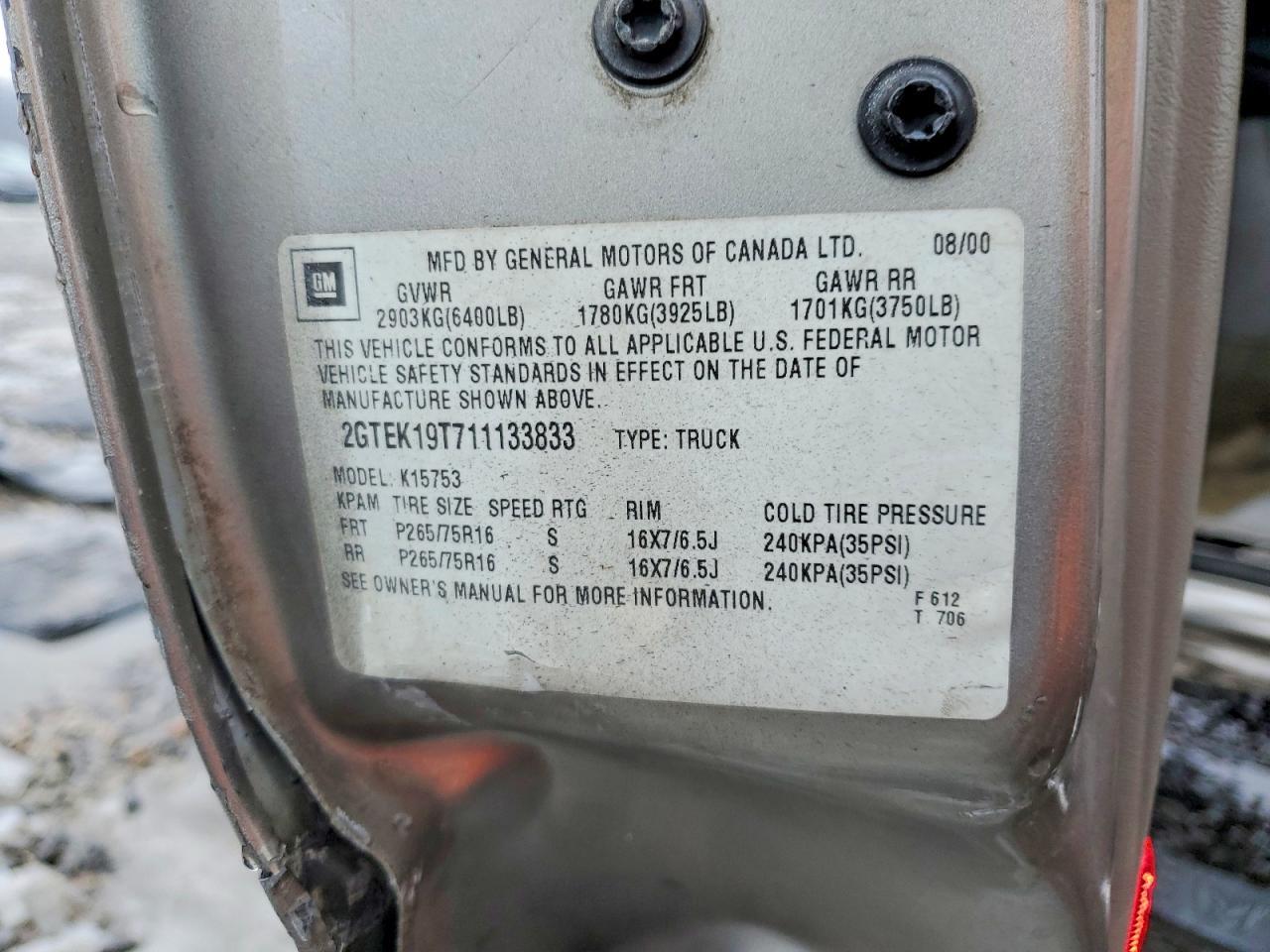 2001 GMC New Sierra K1500