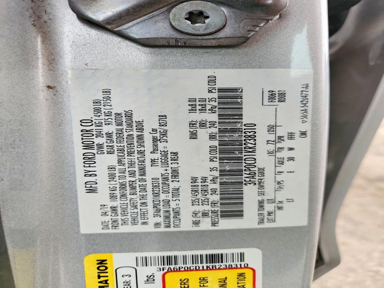2019 Ford Fusion sel