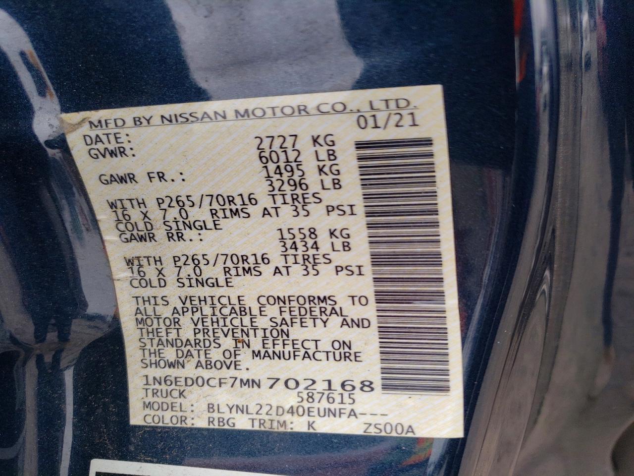 2021 Nissan Frontier SV