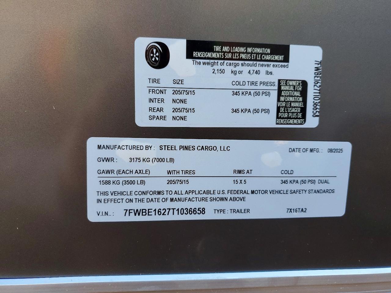 2026 Steel Pine 2025 Steel Pine Cargo 7X16TA2 Enclosed Cargo Trail