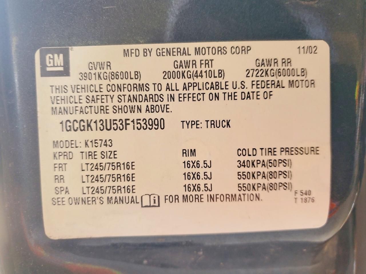 2003 Chevrolet Silverado K1500 Heavy Duty