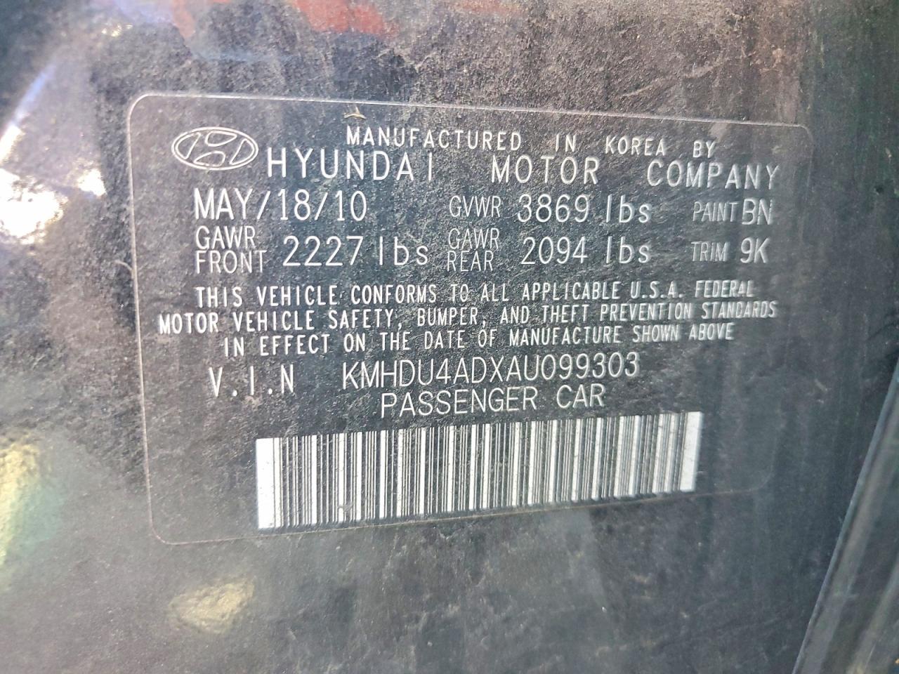 2010 Hyundai Elantra Blue