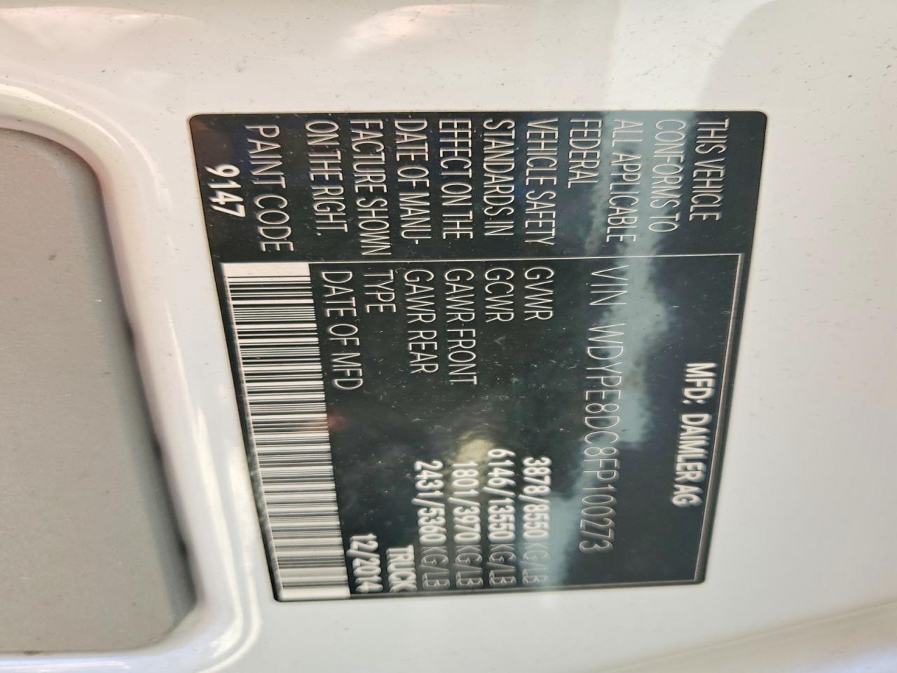 2015 Freightliner Sprinter 2500