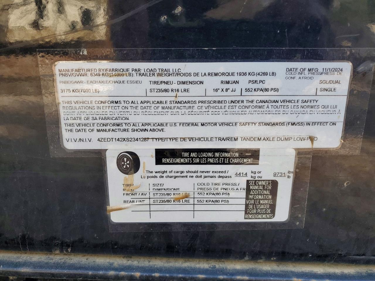 2025 Loadtrail Dump Trailer
