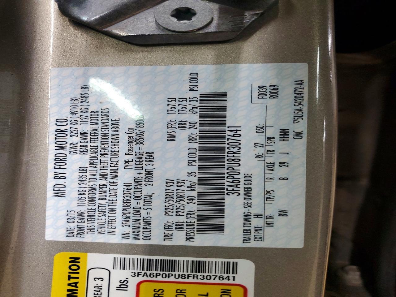 2015 Ford Fusion se Phev