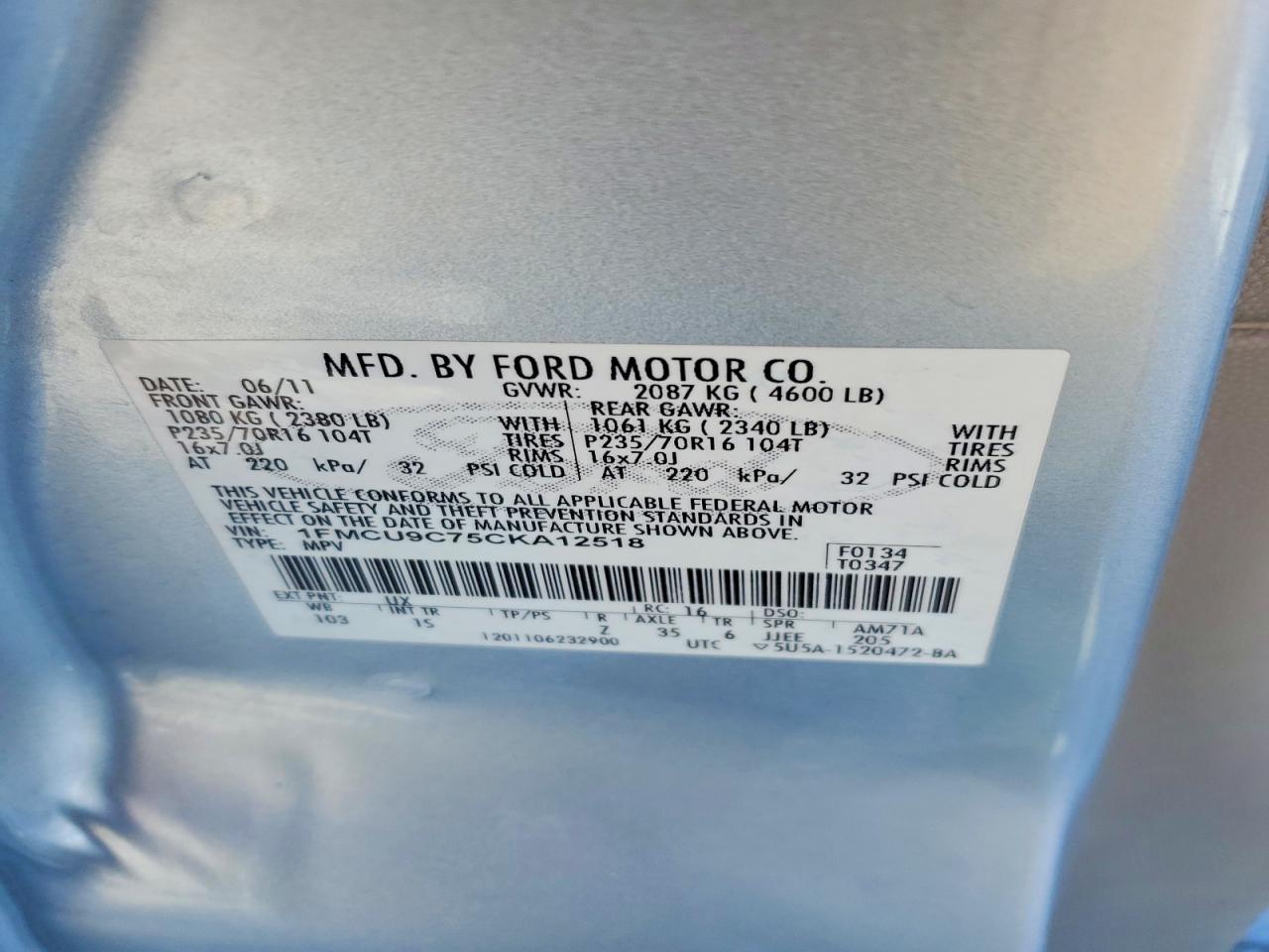 2012 Ford Escape xls
