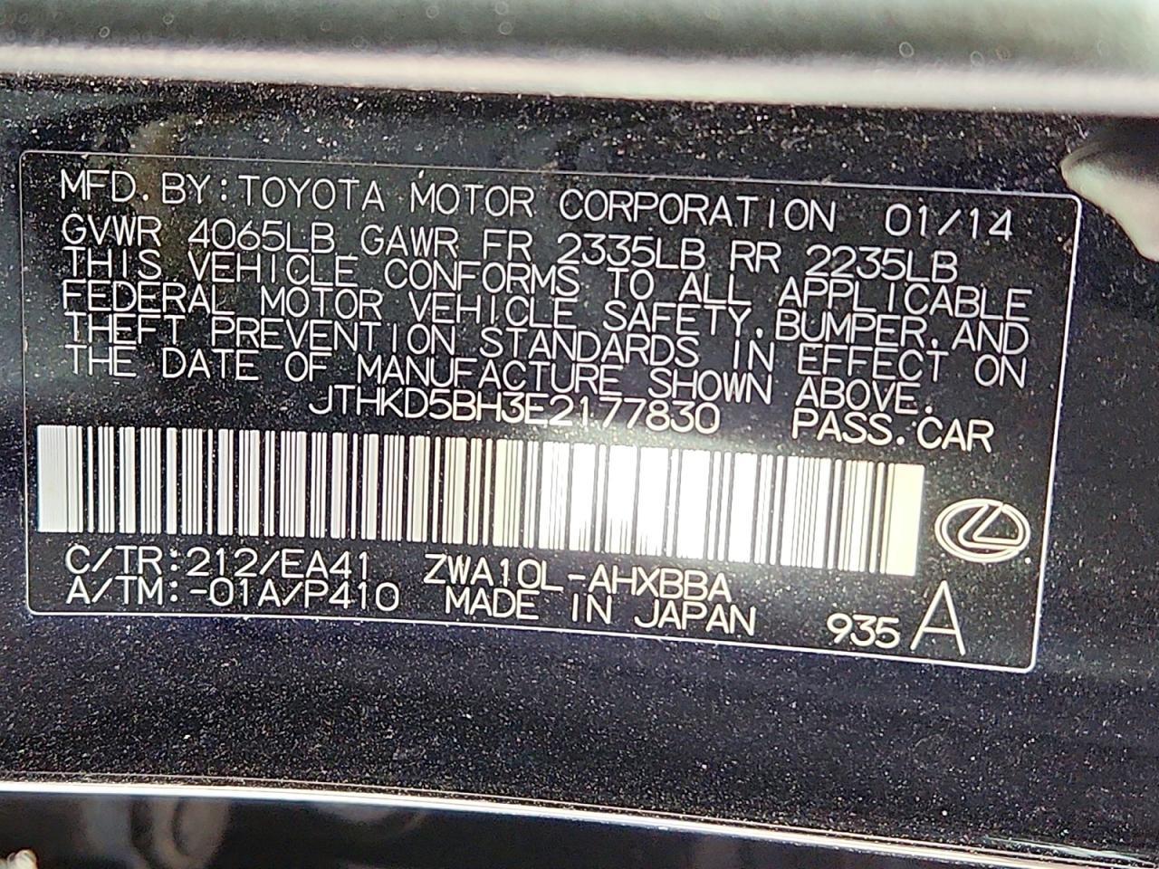 2014 Lexus Ct 200h Base