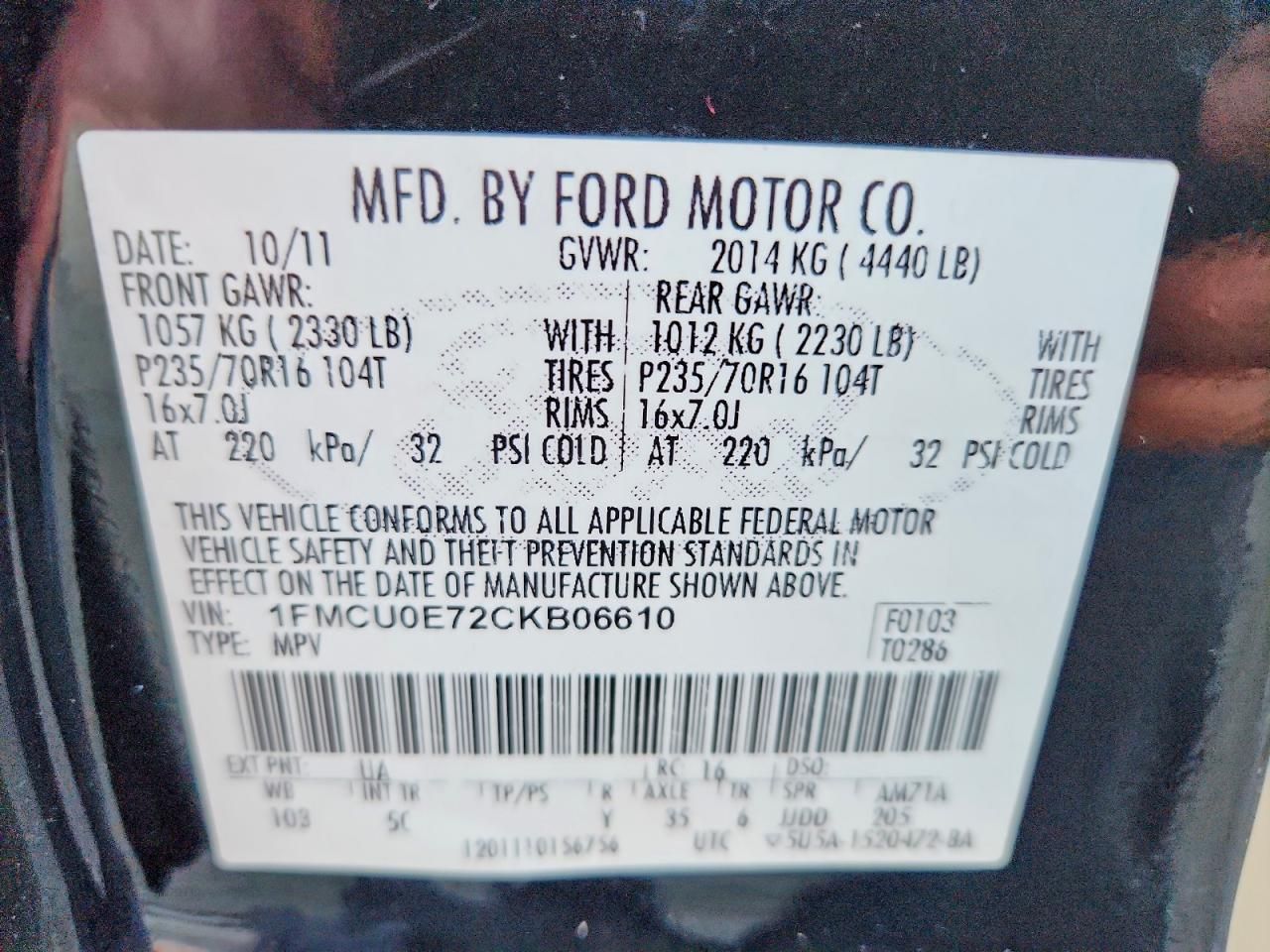 2012 Ford Escape Limited