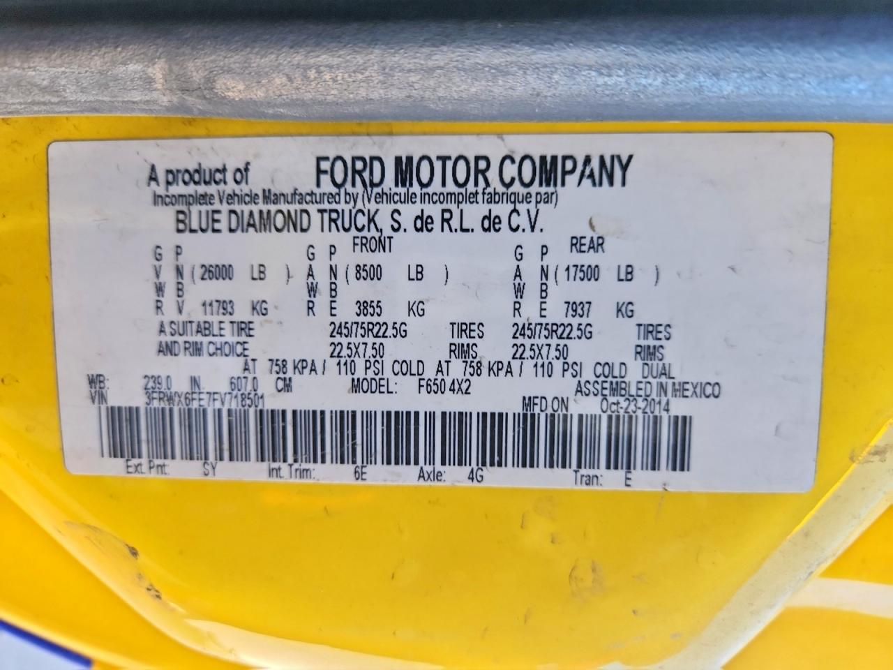 2015 Ford F650 Super Duty