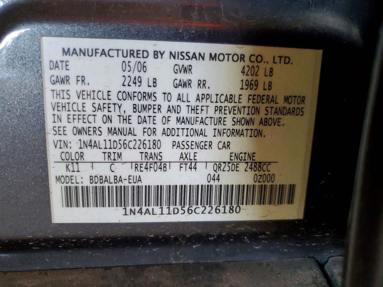 2006 Niss Altima 2.5