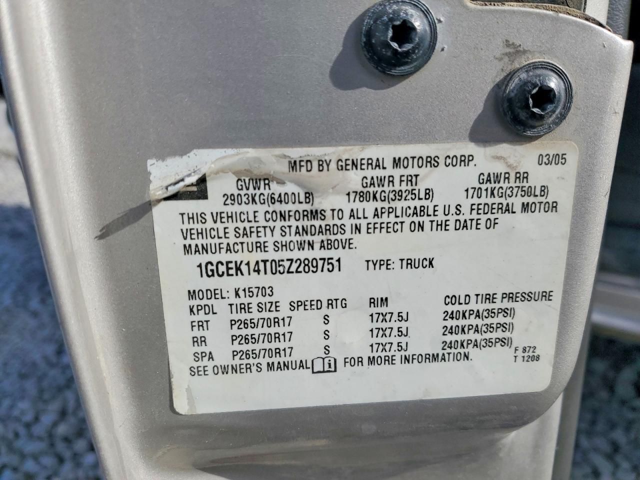 2005 Chevrolet Silverado K1500