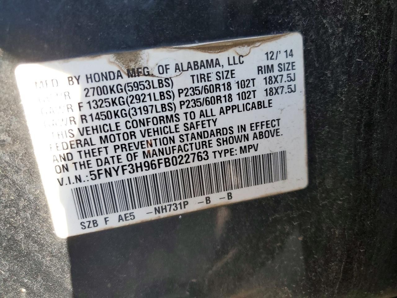 2015 Honda Pilot Touring