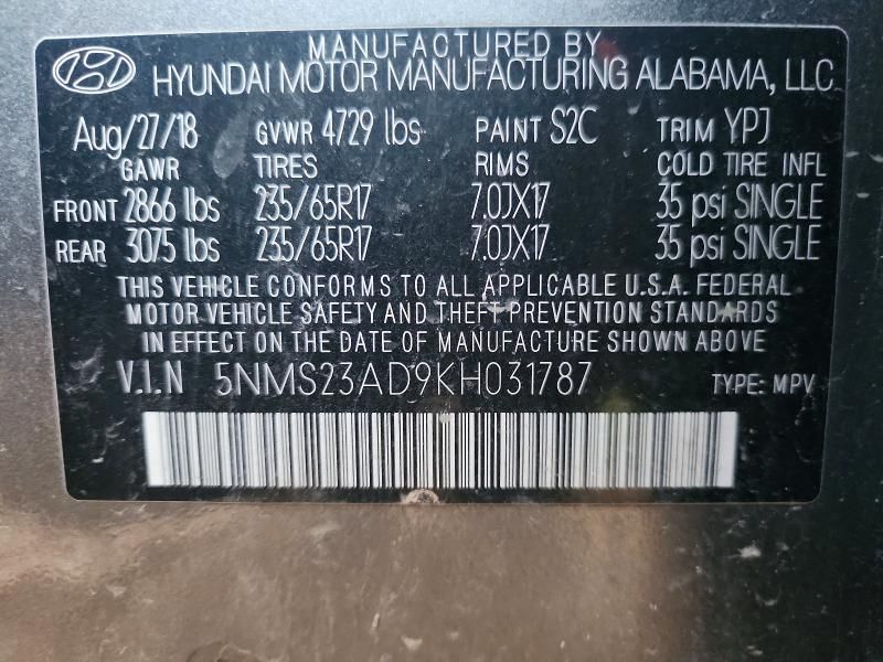 2019 Hyundai Santa fe se