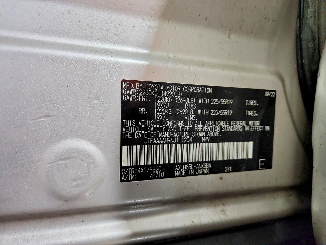 2022 Toyota Venza le