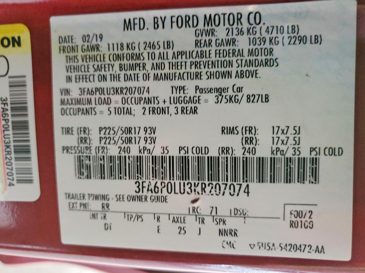 2019 Ford Fusion se