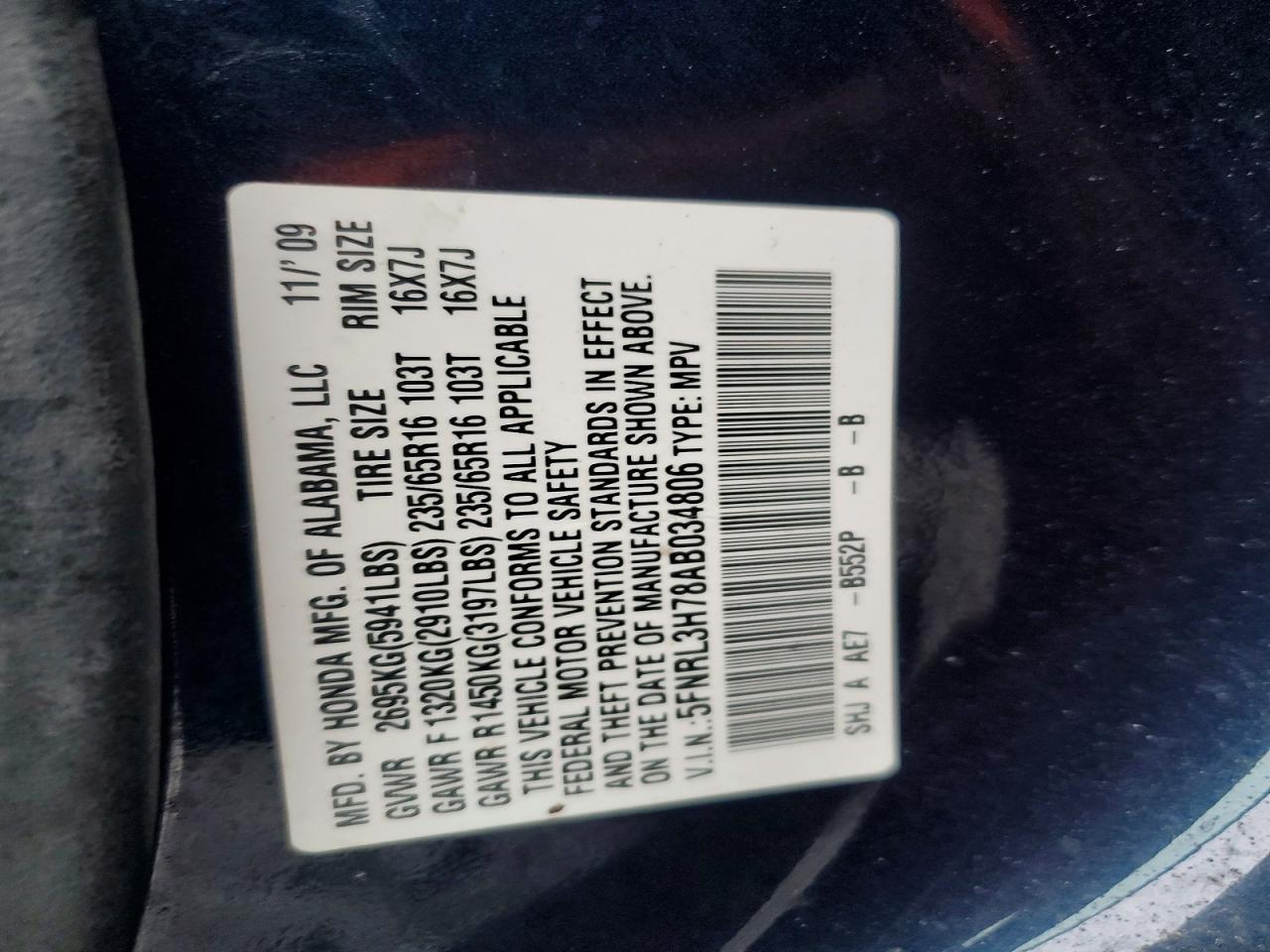 2010 Honda Odyssey exl