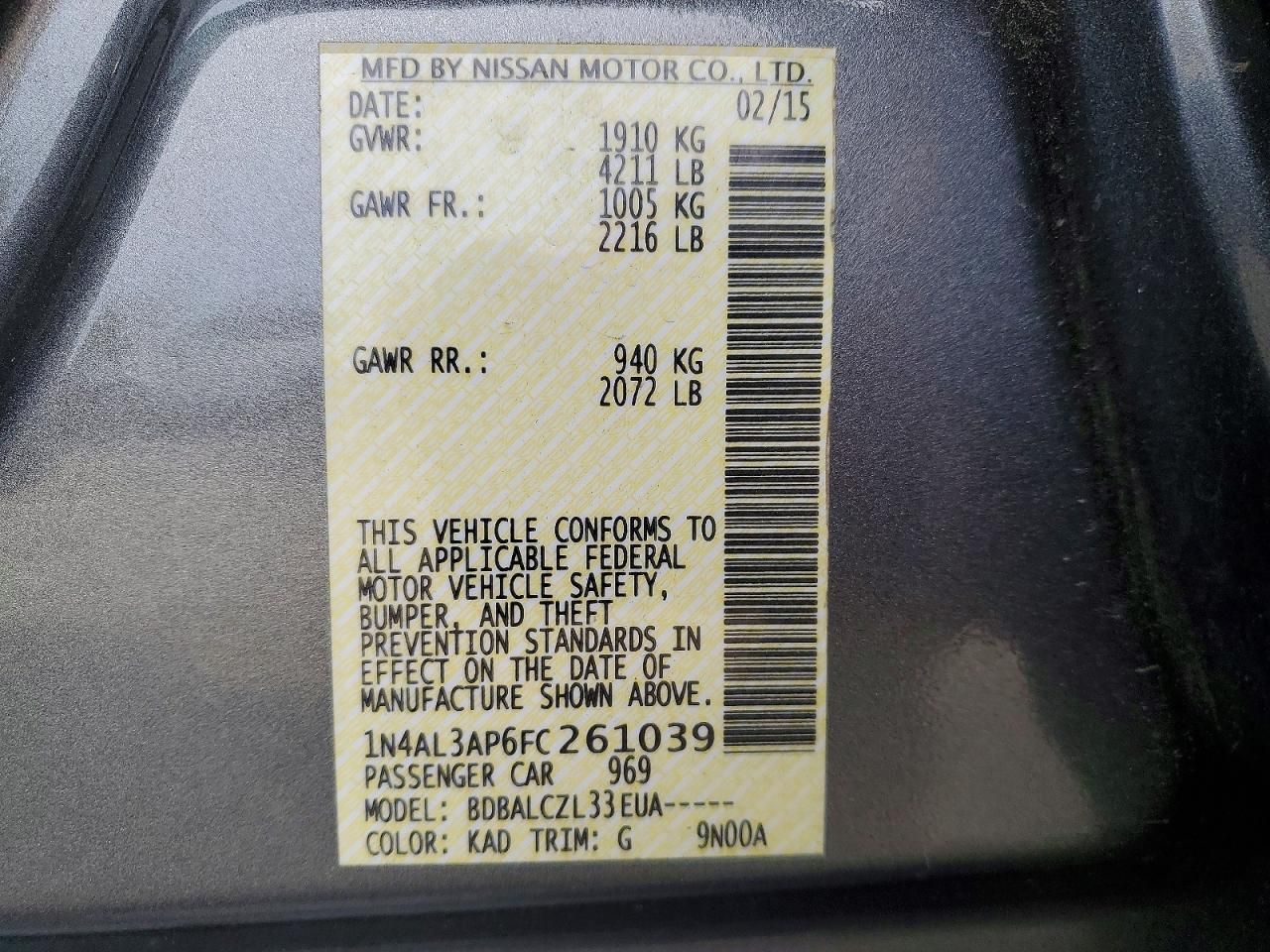 2015 Nissan Altima 2.5