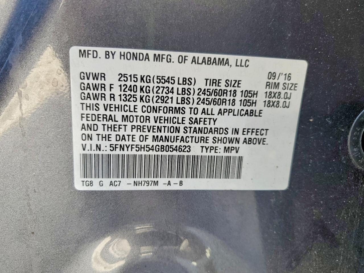 2016 Honda Pilot exl
