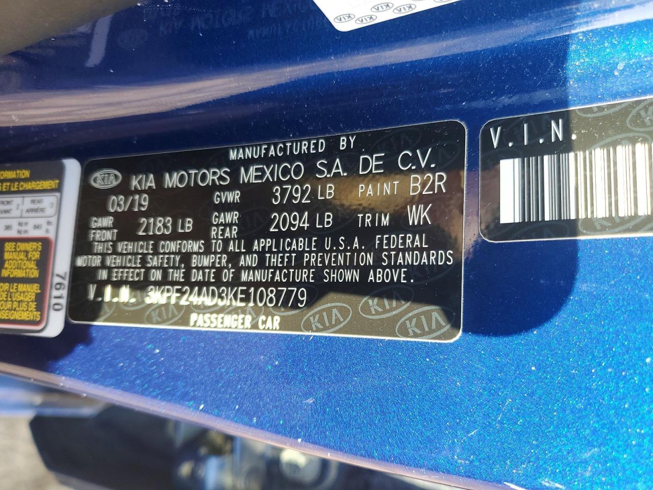 2019 KIA Forte fe