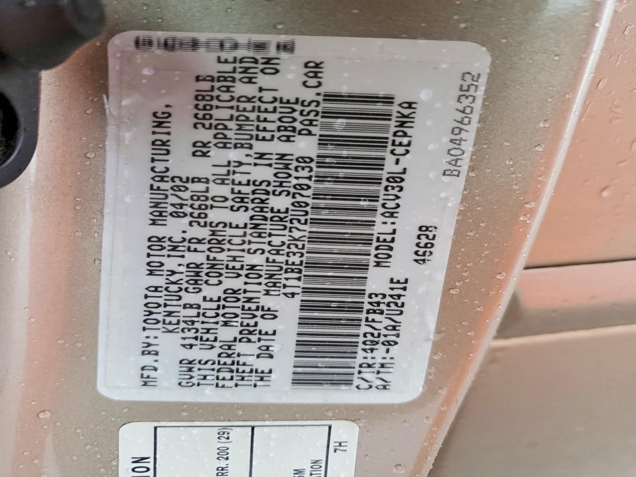 2002 Toyota Camry le