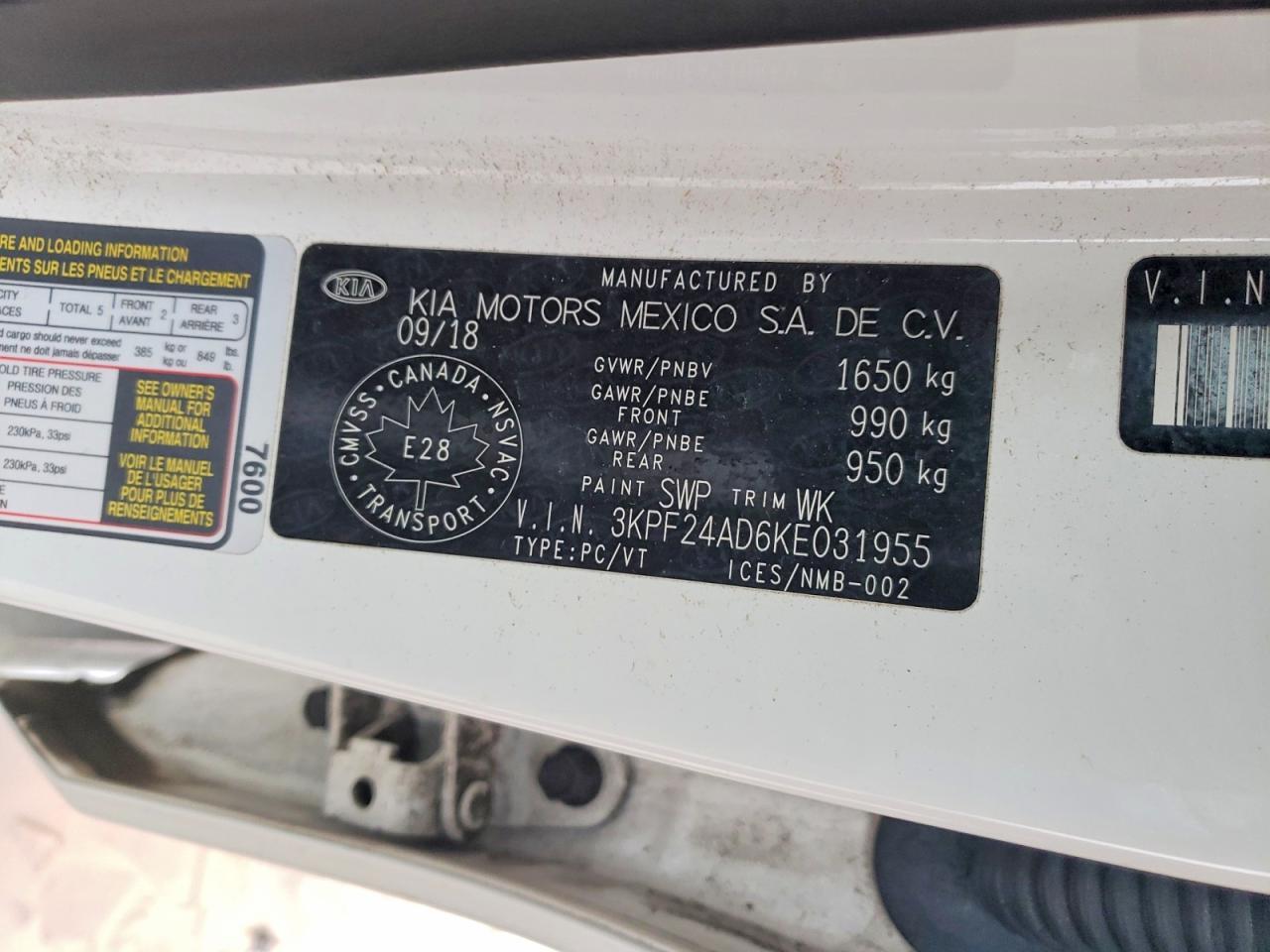 2019 KIA Forte fe